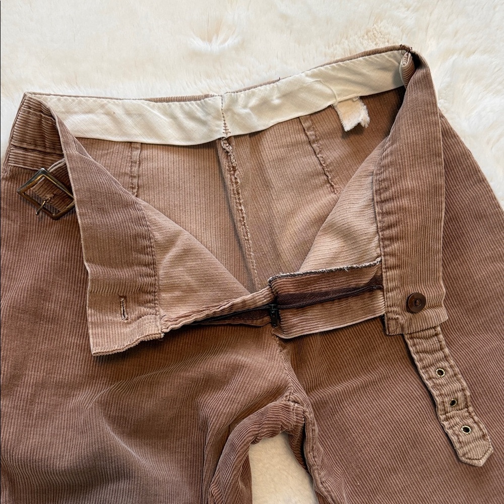 Super Groovy Authentic Vintage 70s Hippie Boho Tan Corduroy Wideleg Flares - Picture 7 of 16